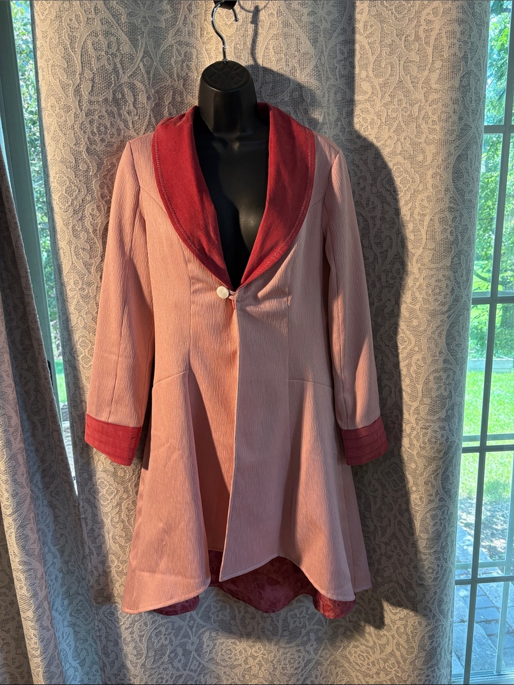 Fantastic Beasts Large inspired Two-Tone Pink Swing Coat with Contrasting Collar